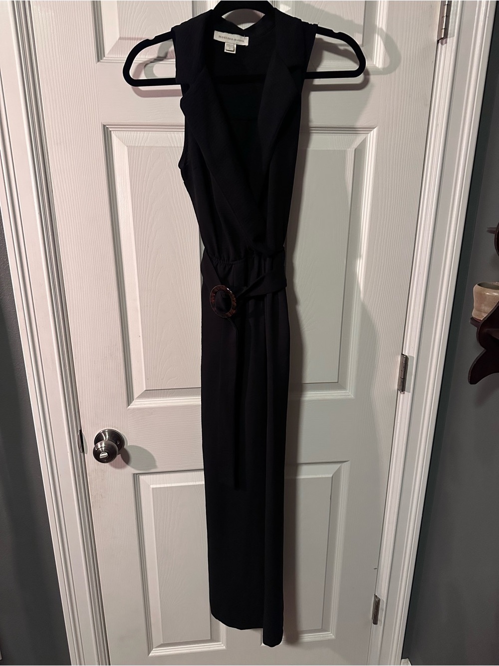 Black Sleeveless Belted Jumpsuit